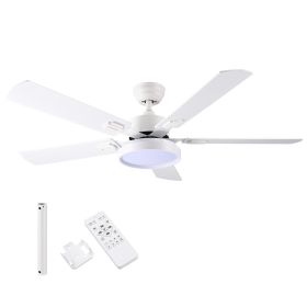 L52 Inch 5 blades Ceiling Fan With Dimmable LED Light And Remote Control (Color: as Pic)